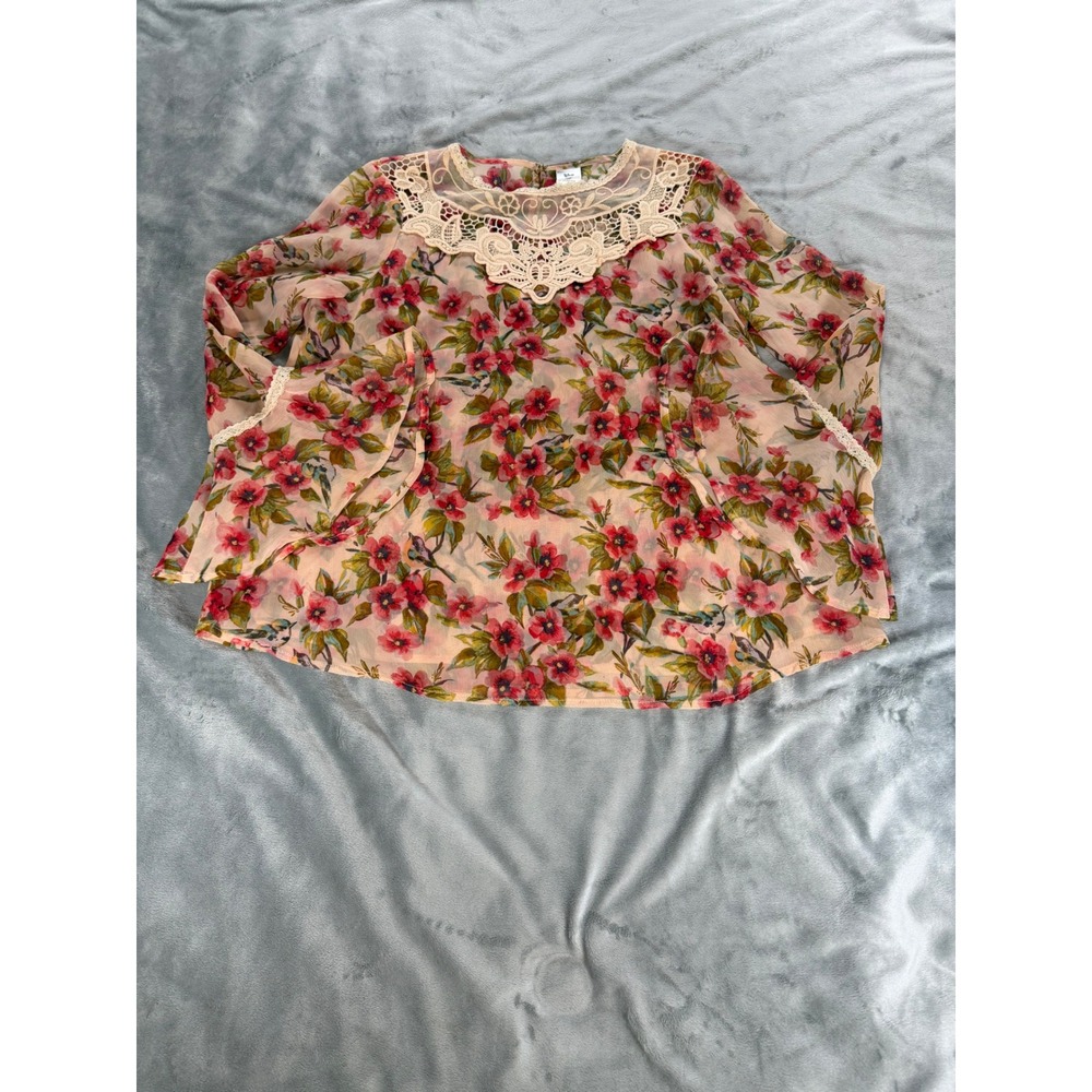 Disney Lauren Conrad‎ Snow White Boho Floral Lace Blouse Y2K Women's Size Small